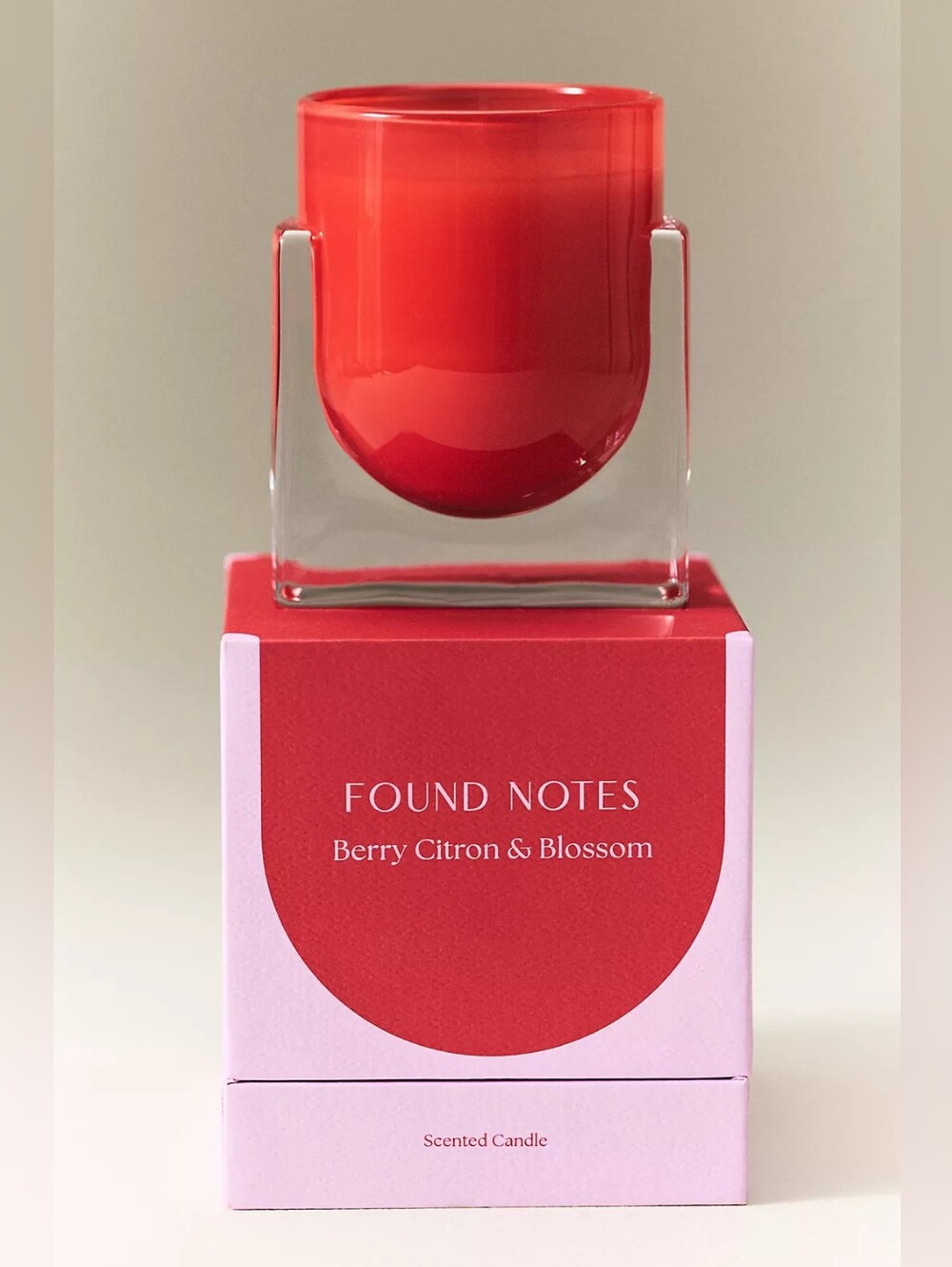 Anthropologie Found Notes Fruity Berry Citron & Blossom Boxed Glass Candle